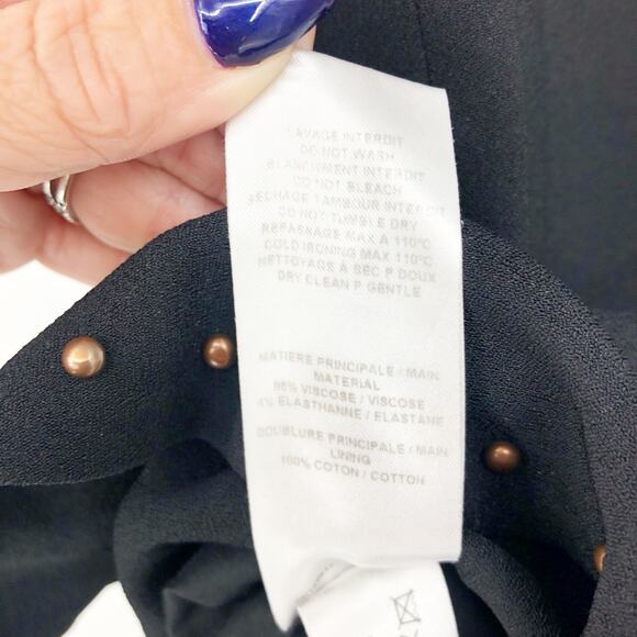SEE BY CHLOE Women's Top Size 34 US 2 Black V-Neck Studded Peplum High/Low - Picture 13 of 13